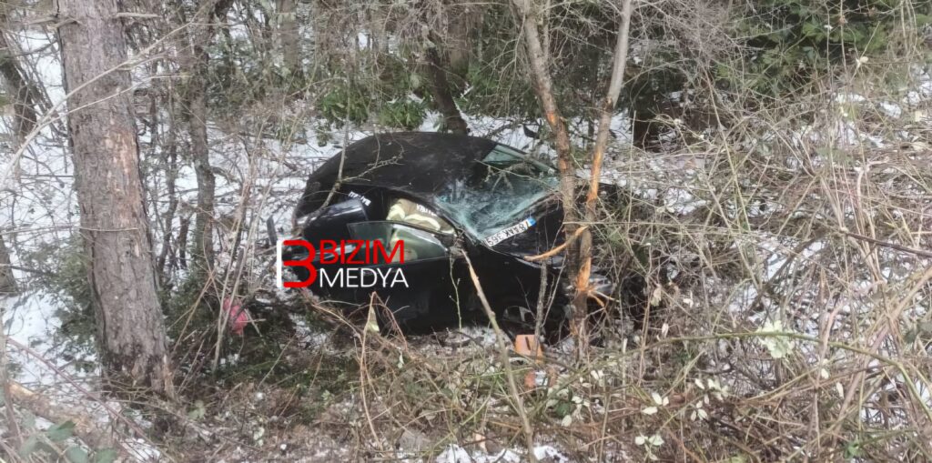 Karabük’te şarampole devrilen otomobilin sürücüsü yaralandı